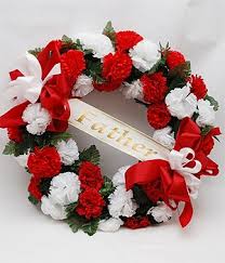 Maybe you would like to learn more about one of these? Honor Your Father By Placing This Cemetery Wreath Of Red And White Silk Flowers On A 36 Inch Easel On The Gr Funeral Flowers Memorial Flowers Grave Decorations