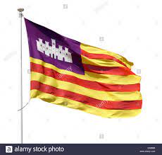Hier können sie mallorcinische fahnen. Flatternde Mallorca Mallorca Flagge Stockfotografie Alamy