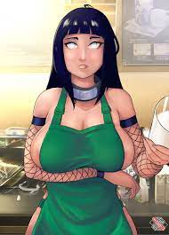 Hinata est une pute aux lourds nichons qui bosse nue sous son tablier -  Naruto Hentai