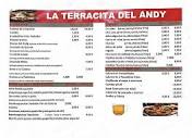 Menu at La Terracita del Andy pub & bar, San Pedro de Alcántara