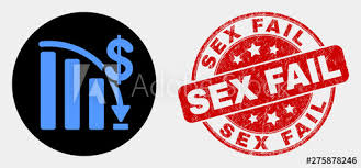 Rounded Crisis Bar Chart Icon And Sex Fail Seal Stamp Red