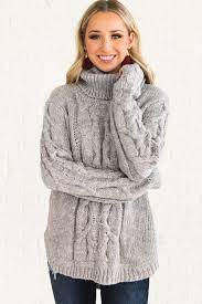 Style with cute trainers and a cap for a casual cool look! Winter Glow Gray Cable Knit Turtleneck Sweater Grey Cable Knit Cable Knit Sweaters Cable Knit Turtleneck Sweater