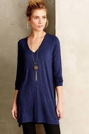 Anthropologie Long Form V Neck Xs S L Navy Blue Extra Long Tunic By Pure Good Puregood Tunic Casual Fashion Clothes Long Tunic
