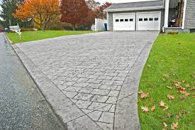 Stained and stamped ashlar pattern driveway. Stamped Concrete Driveway Houzz