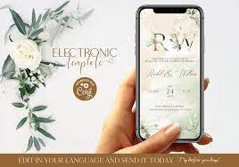 Electronic Wedding Invitation Wedding Evite Greenery Monogram Wedding Whatsapp Sms Text Wedding Ecard Invite Olivia Electronic Wedding Invitations Monogram Wedding Invitations Wedding Invitation Sets