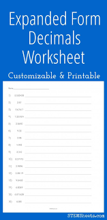 Expanded Form Decimals Worksheet Expanded Form Worksheets Expanded Form Decimals Worksheets