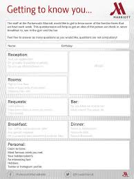 Getting To Know You Form Marriott Portsmouth Portsmouthmarriott Marriottportsmouth Concierge Guest Hotel Management Getting To Know You Marriott Hotels