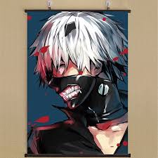 100 cm x 40 cm package : 60 90cm Japanese Anime Tokyo Ghoul Zombie Vampire Kaneki Ken Mask Anime Figure Scroll Poster Small Gifts Cosplay Wish