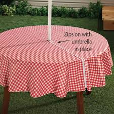 Red 70 Round Zippered Vinyl Umbrella Hole Table Cover Outdoor Patio Tablecloth Table Cloth Round Patio Table Round Outdoor Table