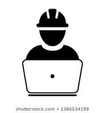 Construction Worker Icon Vector Male Service Person Profile Avatar With Laptop And Hardhat Helmet In Glyph Pictogram Illustration A Pictogram Hard Hats Glyphs