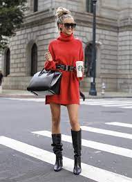 21 Cool Winter Outfits You Need In Your Wardrobe Casual Winter Outfits Stylish Sweaters Red Sweater Dress