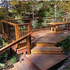 Stair rails on decks should be between 34 inches and 38 inches high, measured vertically from the nose of the tread to the top of the rail. Deck Railing Height Diagrams Code Tips
