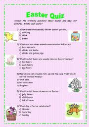Challenge them to a trivia party! Easter Quiz Esl Worksheet By Brainteaser