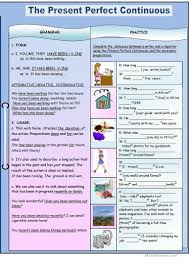 The Present Perfect Continuous Worksheet Free Esl Printable Worksheets Made By Teachers Present Perfect Grammar Practice Simple Past Tense