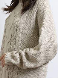 ケーブルオフタートル長袖プルオーバーニット free 33ベージュ トップス taka q online shop タカキューオンラインショップ 公式通販 お揃いコーデ 長袖 オフタートルニット