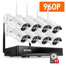 Zosi 8 Channel Nvr 960p High Definition Wireless Wifi Smart Hd Ip Outdoor Indoor Home Video Security Camera System 100ft Night Vision Pre Installed 1tb Hard Dri Wireless Security Camera System Video