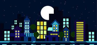 Cartoon Night City Flat Night City City Cartoon City Drawing
