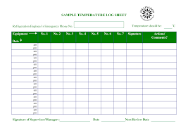 Temperature Chart Template Temperature Log Sheet In 2019