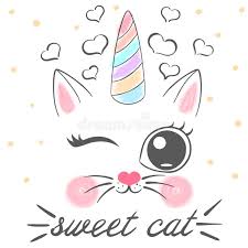 Gumball jest zawsze optymistą, tak głupi, że jest uroczy i zawsze chętny do spróbowania czegoś nowego: Kot Jednorozec Caticorn Ilustracja Pomysl Dla Druku Dziecka Dziewczyny Koszulka Ilustracja Wektor Ilustracja Zlozonej Z Kresk Dziecko 127569550