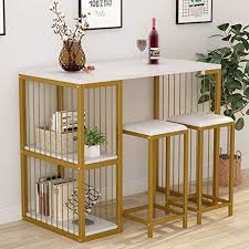 2 x kallax insert with 2 drawers + 2 x lekman boxes). Buy Tribesigns 3 Piece Pub Dining Set Bar Table Set With 2 Storage Shelves 3 Pcs Kitchen Counter Height Dining Breakfast Table Set With 2 Upholstered Stools Online In Indonesia B082v6kwrw