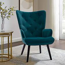 amazon com dolonm velvet accent chair modern tufted button wingback vanity chair with a velvet accent chair wingback chair living room high back accent chairs