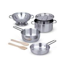 Melissa Doug Let S Play House Stainless Steel Pots Pans Play Set Pots And Pans Sets Kitchen Sets For Kids Pretend Play Kitchen