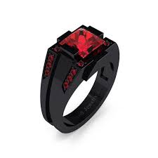 Mens Modern 14k Black Gold 2 0 Carat Princess Fire Ruby Wedding Ring R1020m 14kbgfr Black Gold Ring Black Diamond Wedding Rings Ruby Wedding Rings
