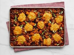 Roasted Vegetable Chili With Cornbread Biscuits Recipe Food Network Recipes Sheet Pan Recipes Recipes