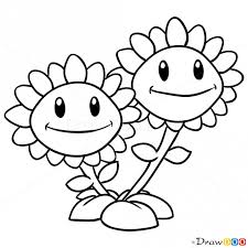 How To Draw Twin Sunflower Plants Vs Zombies How To Draw Drawing Ideas Draw Somethi Sunflower Coloring Pages Plants Vs Zombies Birthday Party Plant Zombie