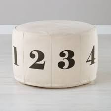 Numbers Pouf Natural Land Of Nod Kids Soft Seating Floor Pouf Pouf