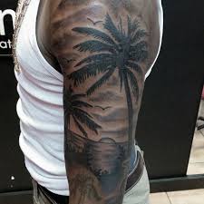Beach Scene Palm Tree Tattoo Beach Tattoo Beach Inspired Tattoos Ocean Sleeve Tattoos