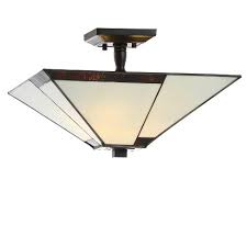 A colorful semi flush mount ceiling light can either blend into the color scheme of your room or stand apart by making a bold statement. 15 7 Glass Metal Julian Tiffany Style Semi Flush Mount Includes Energy Efficient Light Bulb White Jonathan Y Target