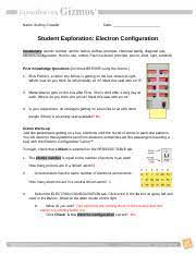 Merely said, the student exploration electron configuration gizmo answer key is universally compatible past any devices to read. Electron Configuration Se 2 Docx Name Audrey Crowder Date Student Exploration Electron Configuration Vocabulary Atomic Number Atomic Radius Aufbau Course Hero