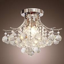 Saint Mossi Chandelier Modern K9 Crystal Raindrop Chandelier Lighting Flush Mount Led Ceiling Light Fixture For Dining Room Bathroom Bedroom Livingroom Pendant Lamp 11 H 16 W Walmart Com Walmart Com