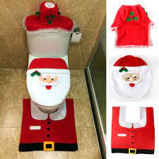 It includes a rug to fit around the toilet, a. Hot 1set Christmas Fancy Santa Toilet Seat Cover Rug Bathroom Set Contour Rug Natal Navidad Christmas Dec Toilet Seat Cover Christmas Decorations Bathroom Sets