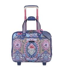 Amazon Com Oilily Travel Lotus Office Bag On Wheels In Blue Shoes Compras Cosas Para Comprar Viajes