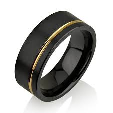 Black And Rose Gold Ring Mens Mens Wedding Bands Black Zirconium With 14k Gold Black Etsy Mens Wedding Bands Black Black Wedding Band Black Zirconium Ring