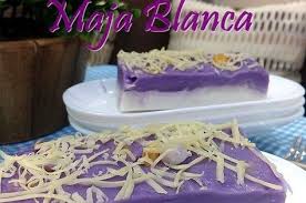 Maja Blanca Is Basically Made With Coconut Milk Sugar Corn Starch Sweet Corn Kernels And To Ube Maja Blanca Recipe Filipino Desserts Filipino Food Dessert