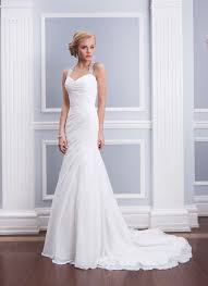 Lillian West Lillian West Style 6310 Chiffon Fit And Flare Features Asymmetrical Pleating A Lillian West Wedding Dress Wedding Dresses Glamourous Wedding Dress