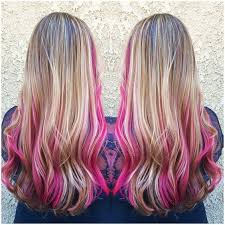 Streaked Blonde With Pink Underneath Hair Colors Ideas In 2020 Pink Hair Streaks Hair Color Pink Pink Underneath Hair