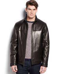 Cole Haan Signature Stand Collar Leather Jacket Leather Jacket Leather Jacket Men Collar Leather Jacket