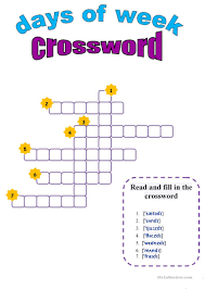 Our collection of free printable crossword puzzles for kids is an easy and fun way for children and students of all ages to become familiar with a these crosswords puzzles are going to be something your kids don't just like but love. Days Of The Week Crossword English Esl Worksheets For Distance Learning And Physical Classrooms