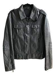 Super Rare Aw05 Dior Homme Black Leather L Zip Biker Jacket Hedi Slimane Denim Shirt Style Biker Jacket Casual Shirts For Men