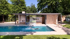 Threefold Architects Has Completed A Pair Of Simple Brick Pavilions And A Swimming Pool In A London Garden Includi Backyard Pool Indoor Pool House Pool Houses