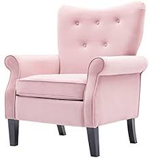 Amazon Com Artechworks Velvet Arm Chair Moden Accent Chair Living Room Furniture Pink Club Chairs Living Room Accent Chairs For Living Room Living Room Chairs