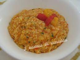 Lavate 2 peperoni rossi e poneteli interi su una teglia rivestita di carta forno. Risotto Alla Crema Di Peperoni I Pasticci Di Ciaredda