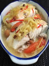 Teochew Style Steamed Seabass Line The Dish With A Few Slices Of Thinly Sliced Pork Belly Dry Fish Fillet Place On Plate Pork Belly Sour Plum Fish Fillet