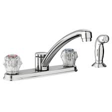 The sink mixer connects the hot water supply to the cold water supply to form a single water supply, adjustable at will. Moen Chrome Two Handle Kitchen Faucet By Moen At Fleet Farm