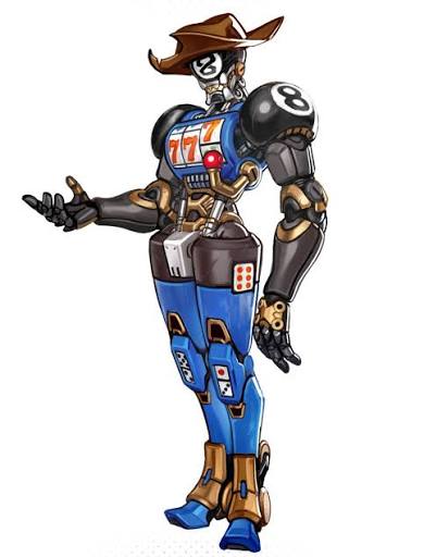 New character alert: Casino Jack! A crooked gambling bot who'll laugh at  your misfortune in our roguelite. Art by the awesome @lordyanyu