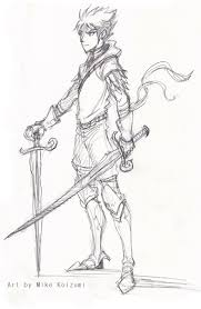 Anime Warrior Boy Drawing Anime Wallpapers Contour, trying to vary the thickness and blackness of the line. anime warrior boy drawing anime